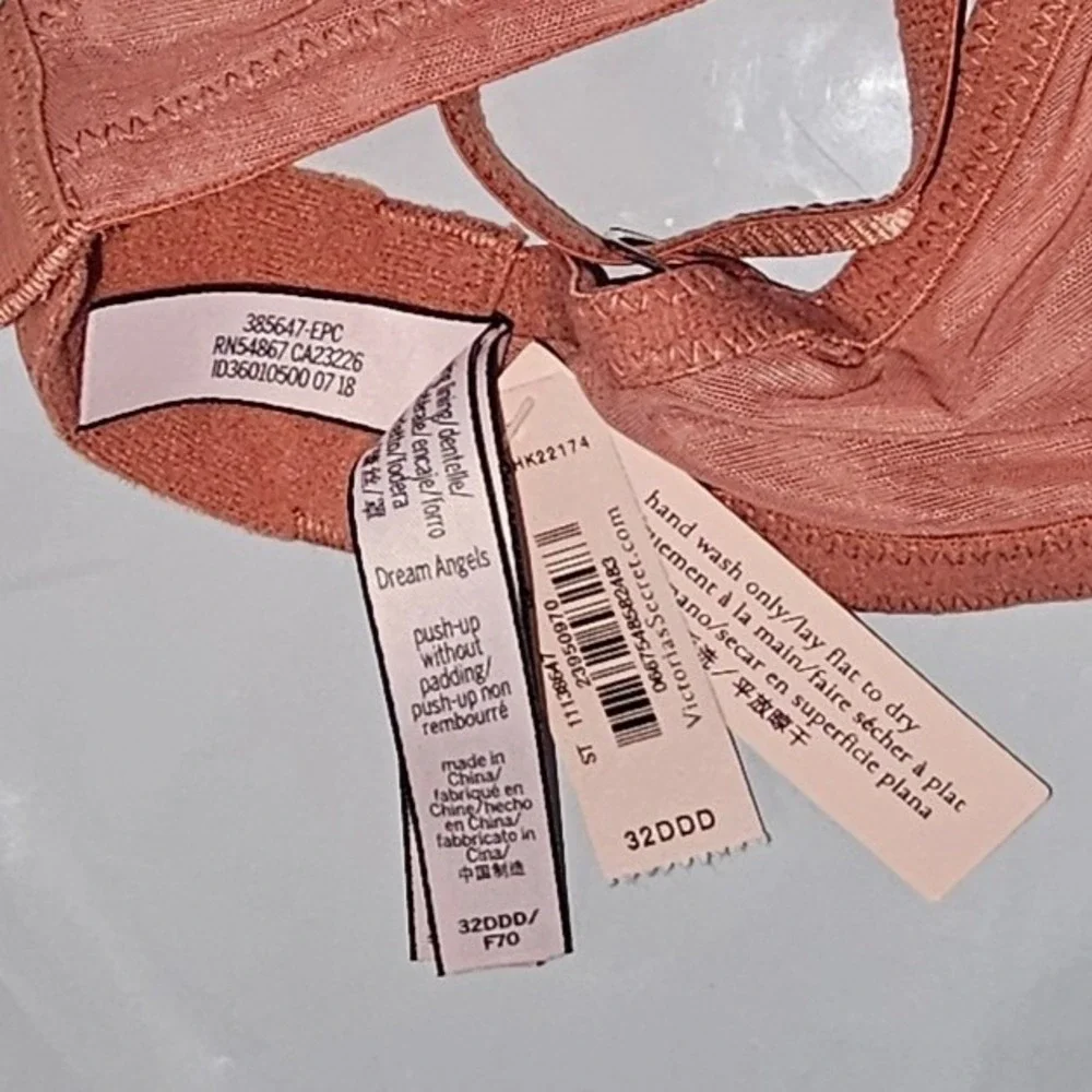 Victorias Secret Dream Angels Push-Up Without Padding Lace Bra Pink 32DDD F70